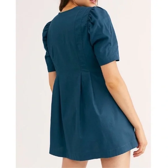 FREE PEOPLE Adelle Teal Blue Mini Dress Tunic—Size XS - Picture 4 of 16